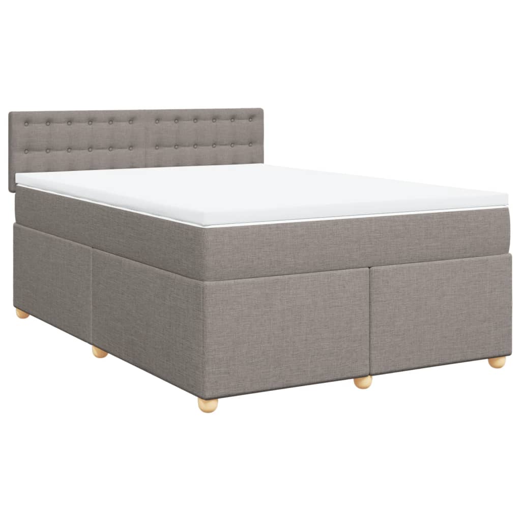 vidaXL Box spring postelja z vzmetnico taupe 160x200 cm blago