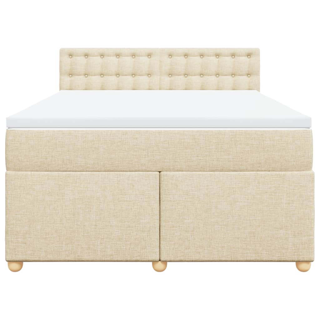 vidaXL Boxspring met matras stof crèmekleurig 160x200 cm, foto 4