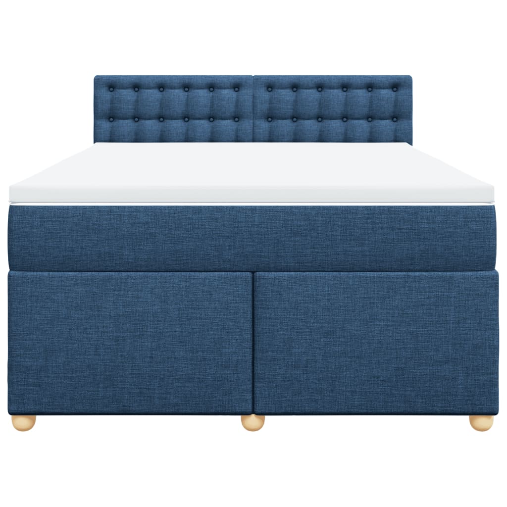 vidaXL Boxspring met matras stof blauw 160x200 cm, foto 4