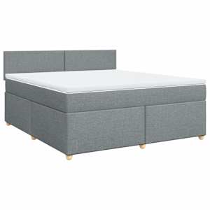 Box spring postel s matrací světle šedá 180 x 200 cm textil - obrázek 2