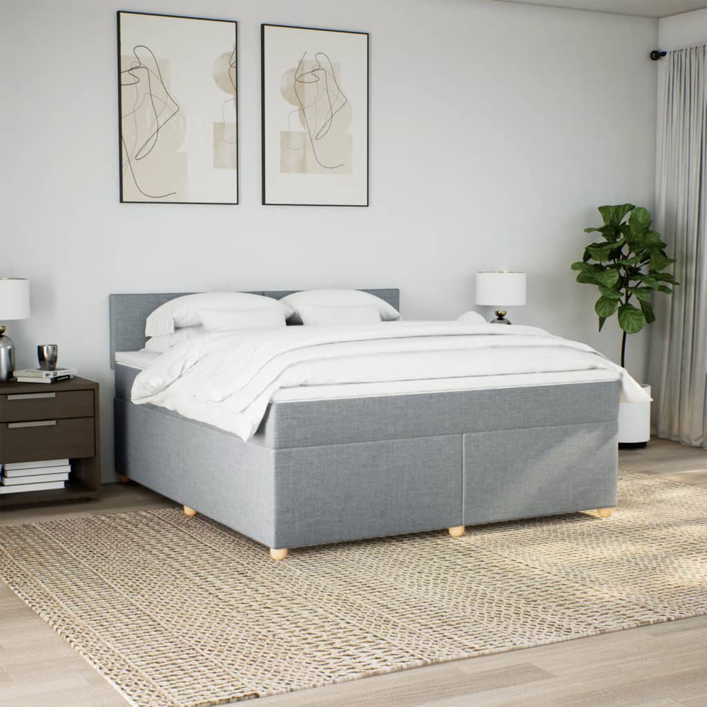 vidaXL Boxspring met matras stof lichtgrijs 180x200 cm afbeelding