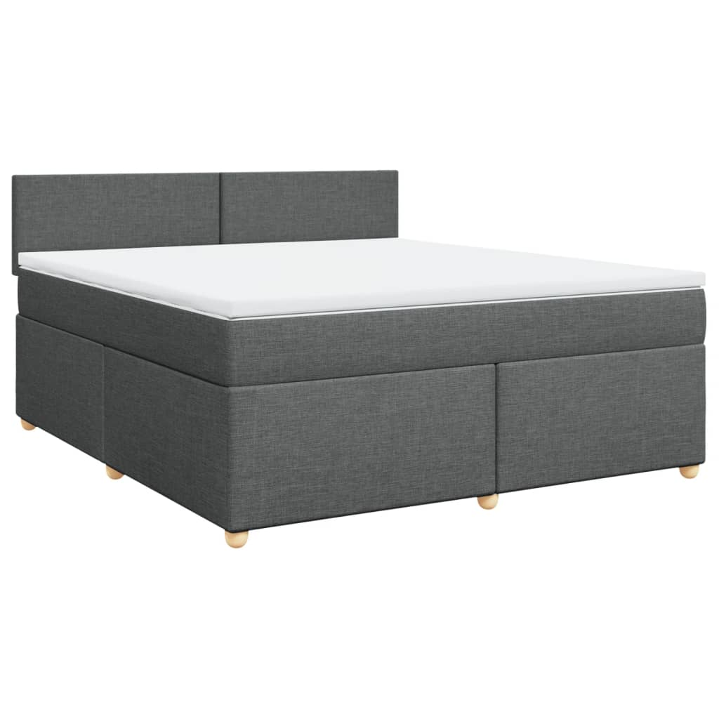 vidaXL Pat box spring cu saltea, gri închis, 180x200 cm, textil
