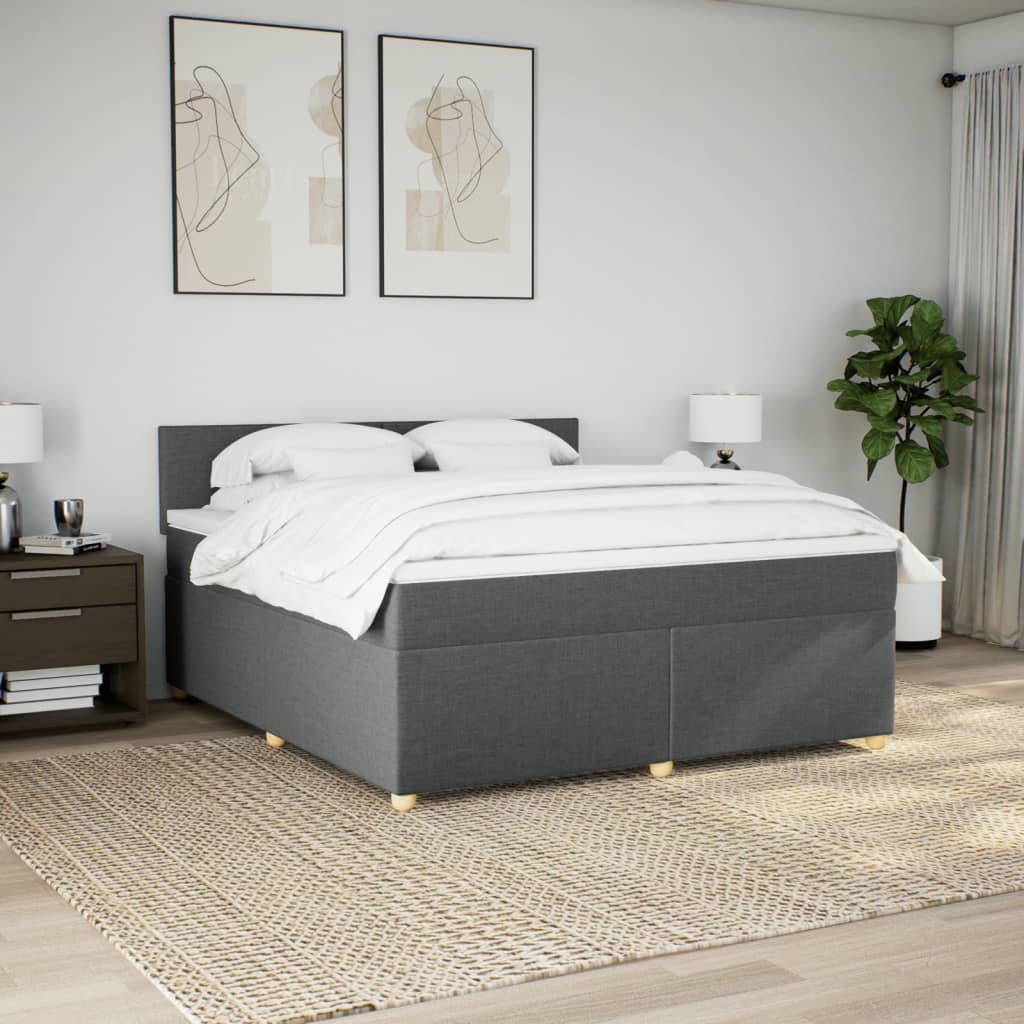 vidaXL Boxspring met matras stof donkergrijs 180x200 cm grijs, foto 2