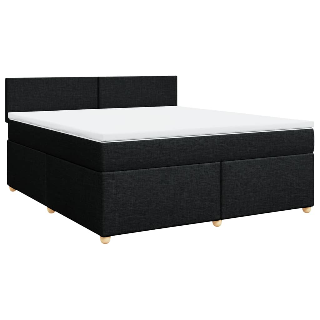 vidaXL Pat box spring cu saltea, negru, 180x200 cm, catifea