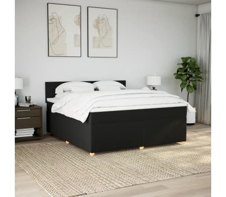 vidaXL Boxspring met matras stof zwart 180x200 cm