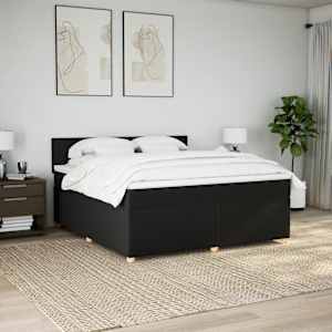 Box spring postel s matrací černá 180x200 cm textil - obrázek 3
