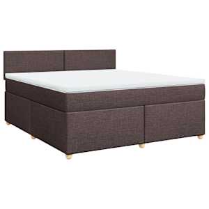 Box spring postel s matrací tmavě hnědá 180x200 cm textil - obrázek 2