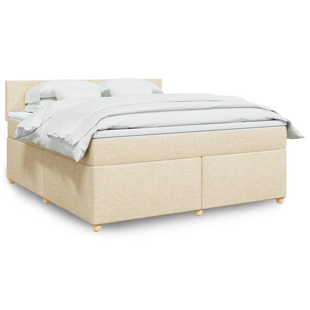 Kontinentalseng 180x200 cm med madras og topmadras - cremefarvet stof