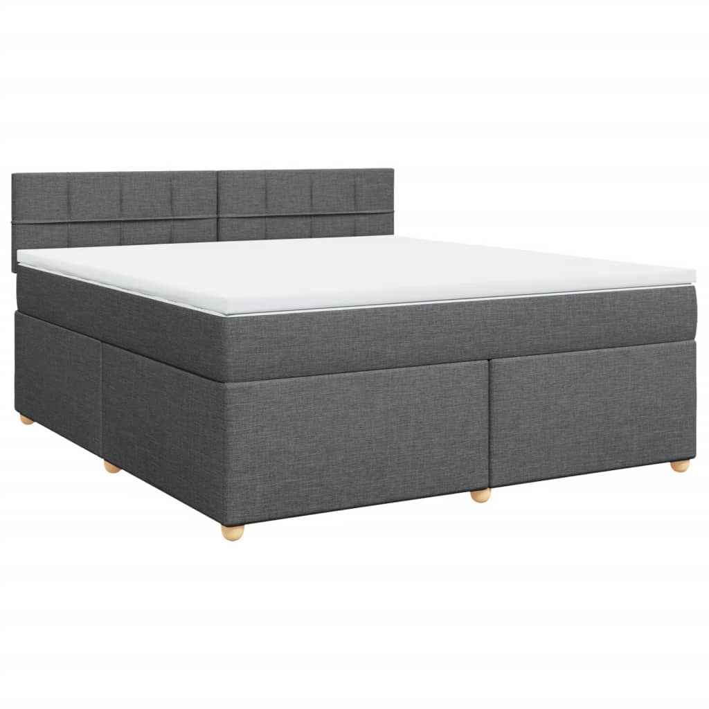 vidaXL Pat box spring cu saltea, gri închis, 180x200 cm, textil