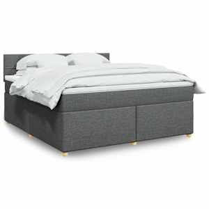 Box spring postel s matrací tmavě šedá 180x200 cm textil - obrázek 1
