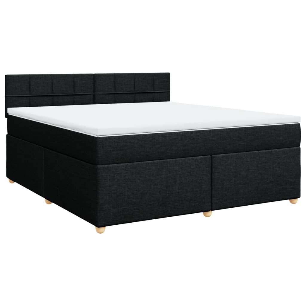 vidaXL Pat box spring cu saltea, negru, 180x200 cm, catifea