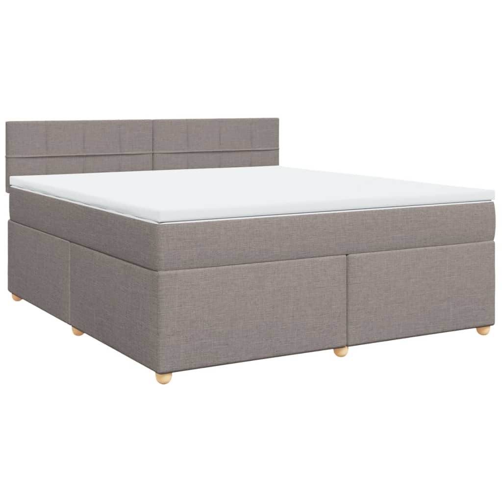 vidaXL Box spring postelja z vzmetnico taupe 180x200 cm blago