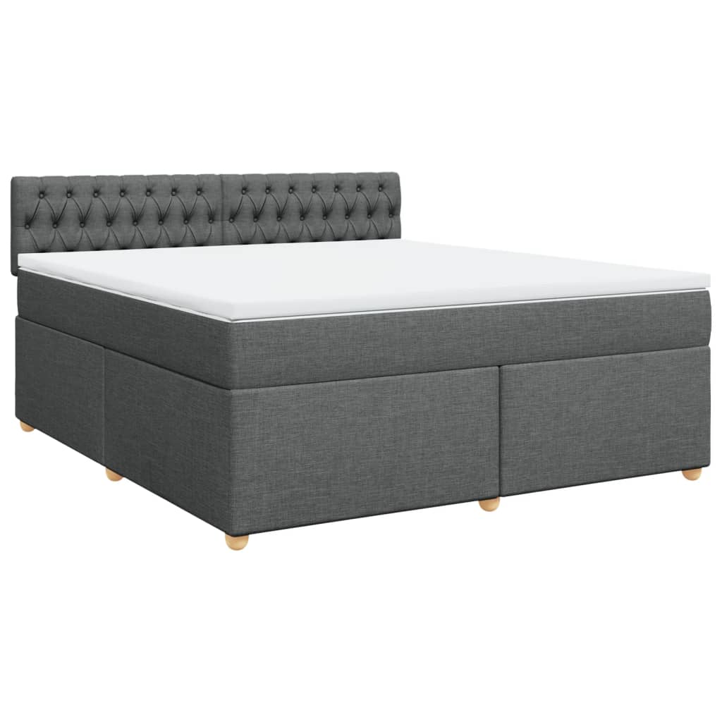 vidaXL Pat box spring cu saltea, gri închis, 180x200 cm, textil