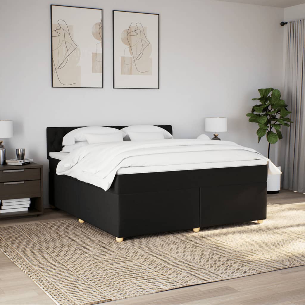 vidaXL Boxspring met matras stof zwart 180x200 cm afbeelding