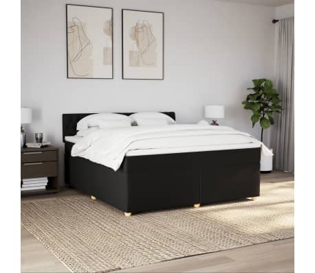 vidaXL Boxspringbett mit Matratze Schwarz 180x200 cm Stoff
