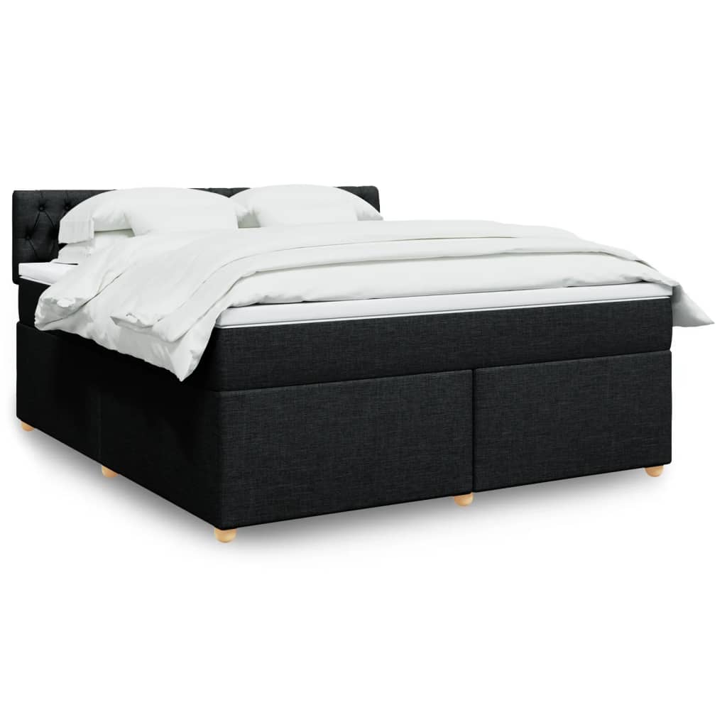 Kontinentalseng med madras og topmadras 180x200 cm stof sort