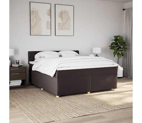 vidaXL Κρεβάτι Boxspring με Στρώμα Σκούρο Καφέ 180x200 εκ Υφασμάτινο