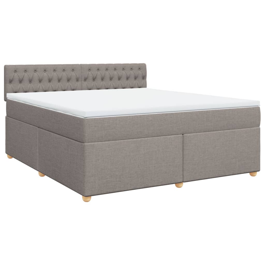 vidaXL Box spring postelja z vzmetnico taupe 180x200 cm blago