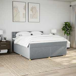 Box spring postel s matrací světle šedá 180 x 200 cm textil - obrázek 3