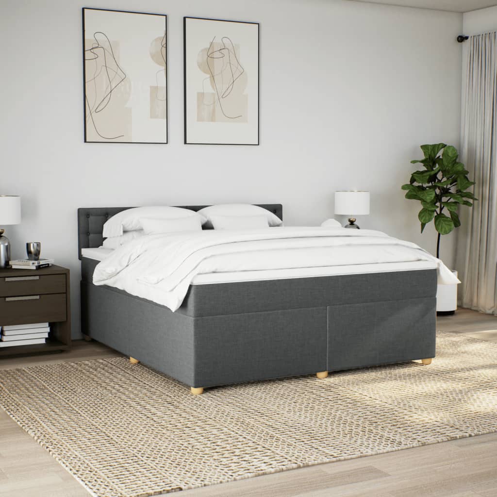 vidaXL Boxspring met matras stof donkergrijs 180x200 cm afbeelding