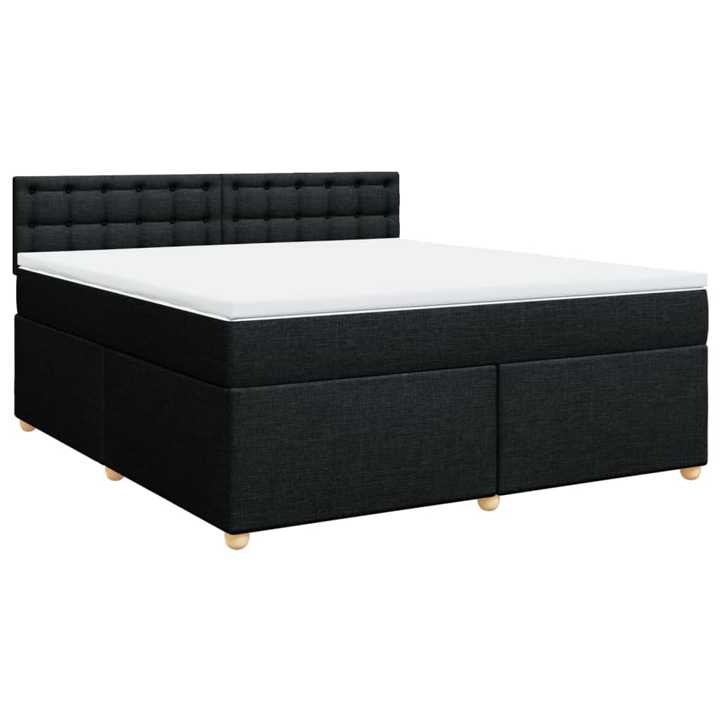 vidaXL Box spring postel s matrací černá 180x200 cm textil