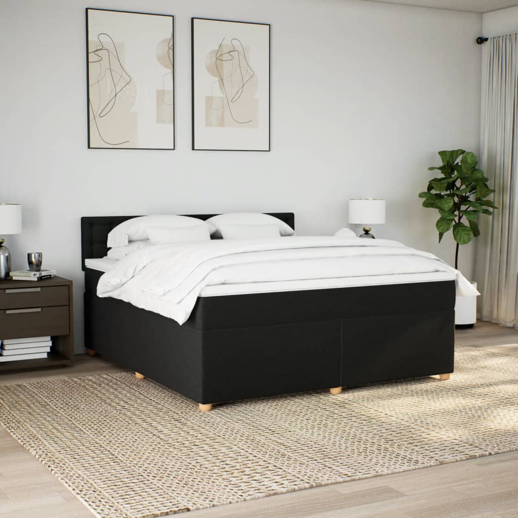 vidaXL Boxspring met matras stof zwart 180x200 cm afbeelding
