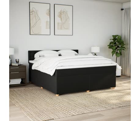 vidaXL Boxspringbett mit Matratze Schwarz 180x200 cm Stoff