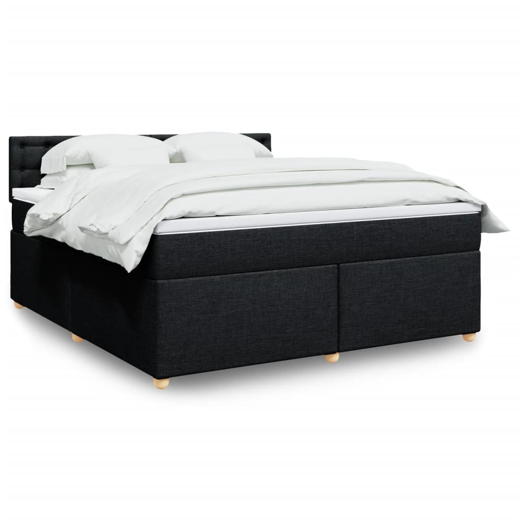 Kontinentalseng med madras og topmadras 180x200 cm stof sort