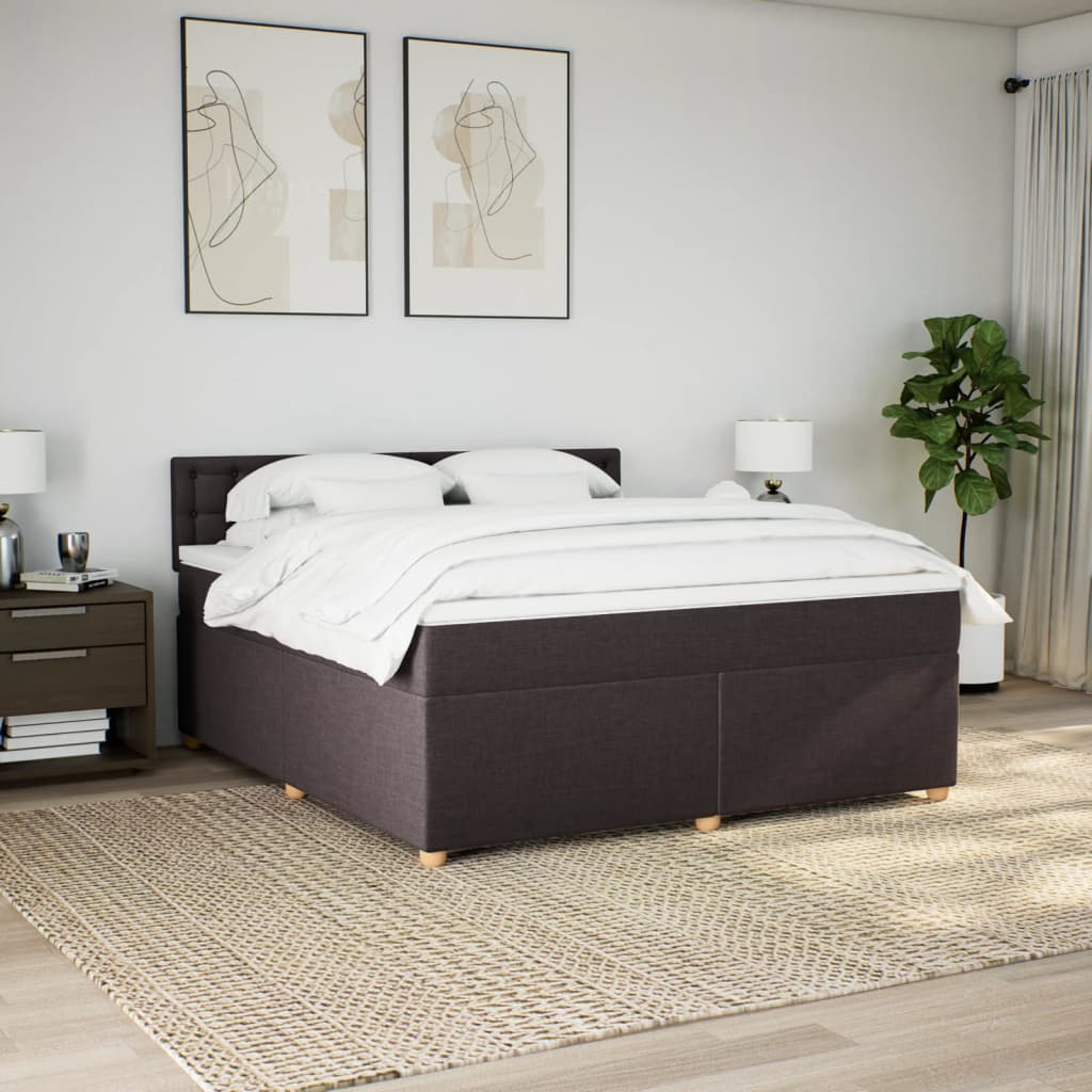 vidaXL Boxspring met matras stof donkerbruin 180x200 cm bruin, foto 2