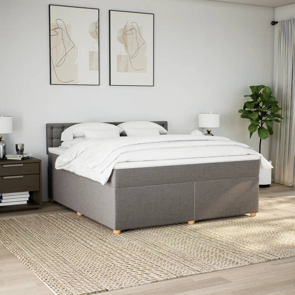 vidaXL Boxspring met matras stof taupe 180x200 cm afbeelding
