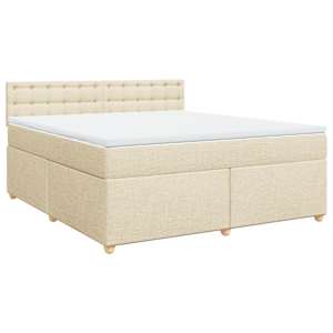 Box spring postel s matrací krémová 180x200 cm textil - obrázek 2