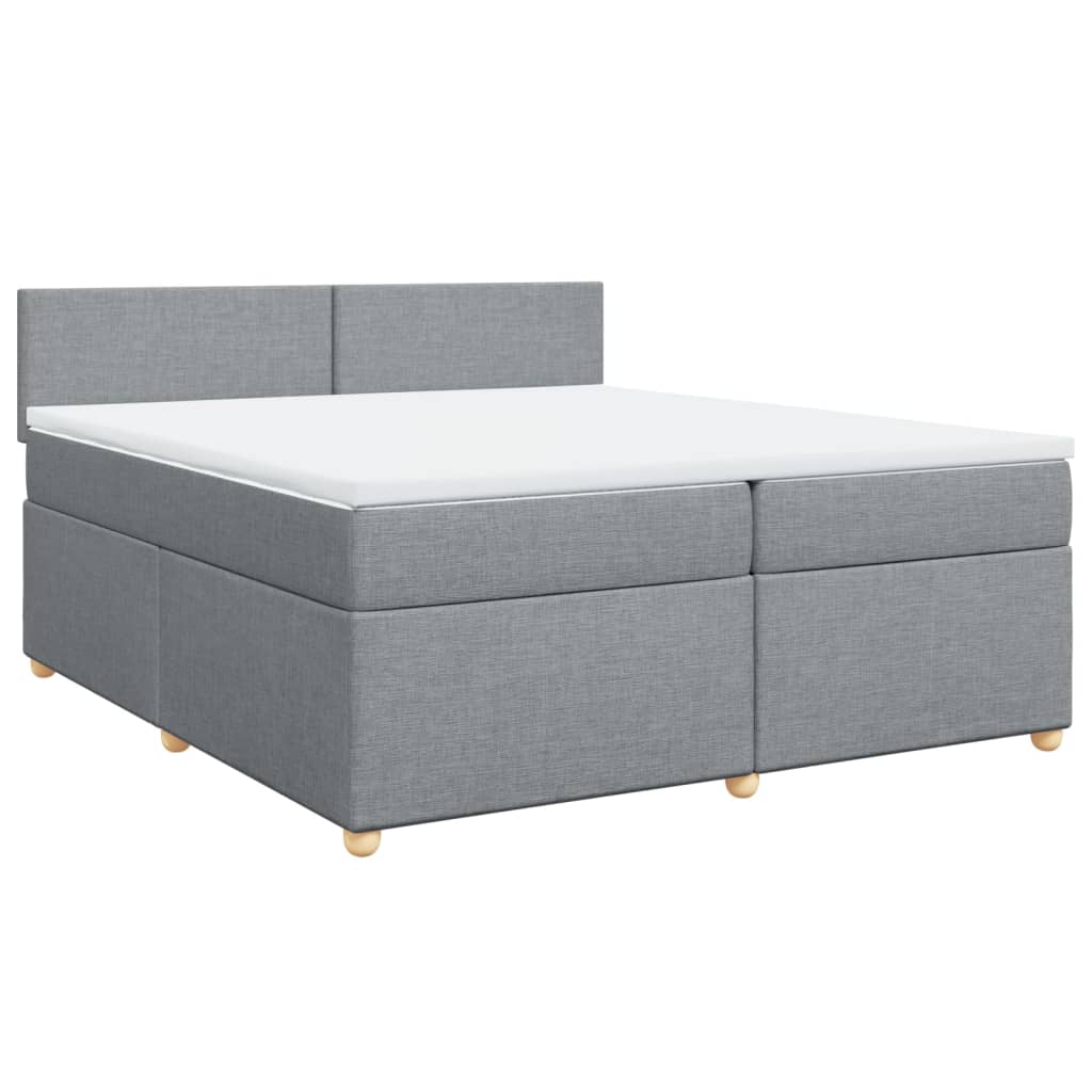 vidaXL Box spring postelja z vzmetnico svetlo siva 200x200 cm blago