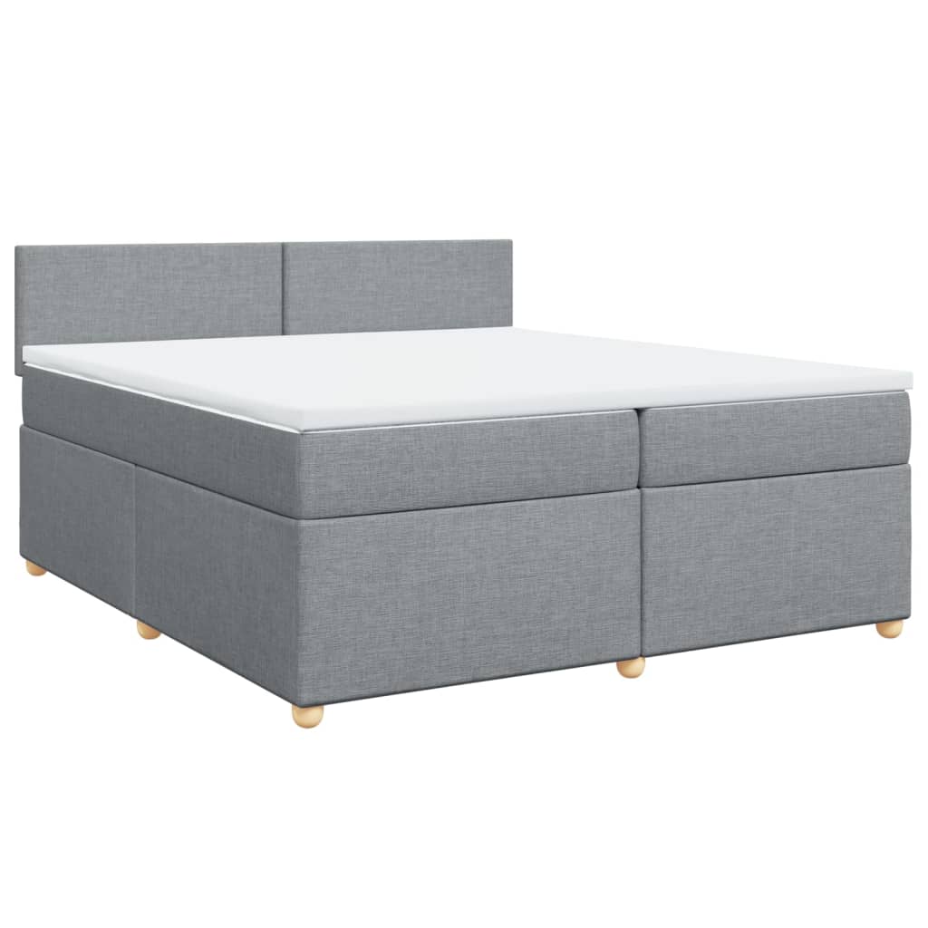 vidaXL Boxspring met matras stof lichtgrijs 200x200 cm grijs, foto 3