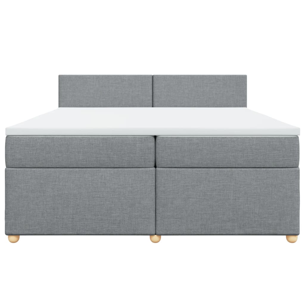 vidaXL Boxspring met matras stof lichtgrijs 200x200 cm grijs, foto 4