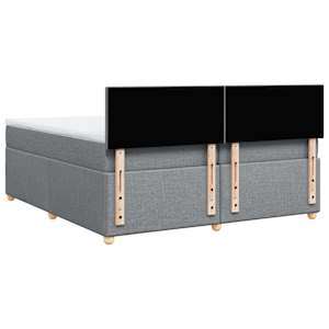 Box spring postel s matrací světle šedá 200 x 200 cm textil - obrázek 6