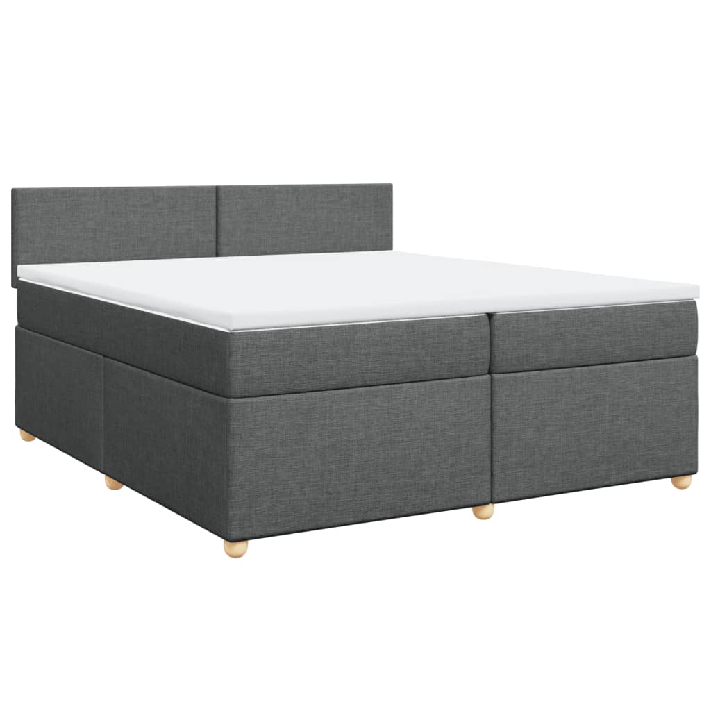 vidaXL Pat box spring cu saltea, gri închis, 200x200 cm, textil