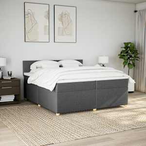 Box spring postel s matrací tmavě šedá 200x200 cm textil - obrázek 3