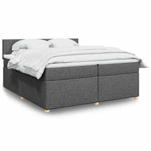 Box spring postelja z vzmetnico temno siva 200x200 cm blago