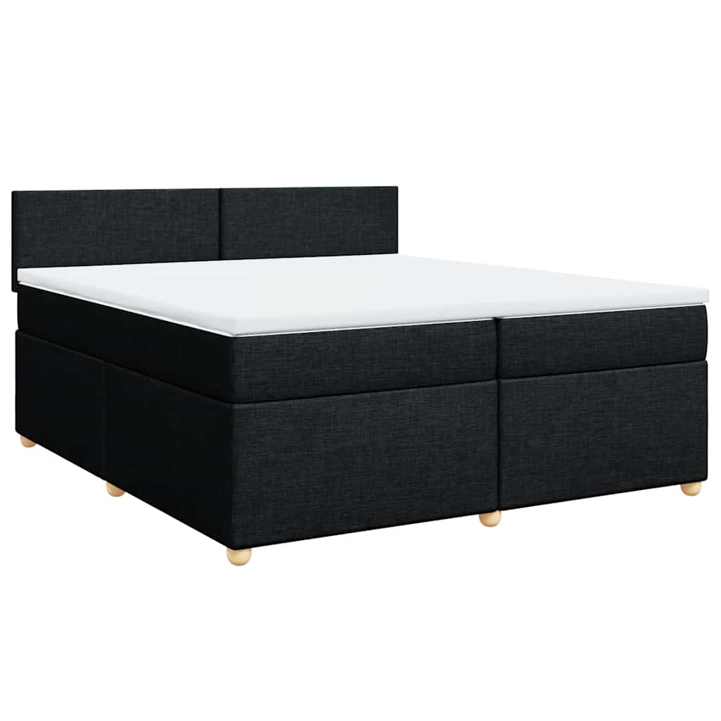 vidaXL Pat box spring cu saltea, negru, 200x200 cm, textil