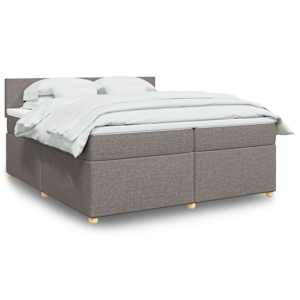 Box spring postel s matrací taupe 200x200 cm textil - obrázek 1