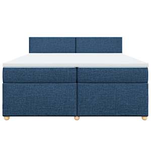 Box spring postel s matrací modrá 200x200 cm textil - obrázek 4
