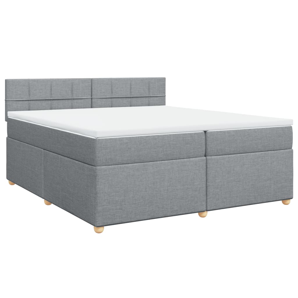 vidaXL Box spring postelja z vzmetnico svetlo siva 200x200 cm blago