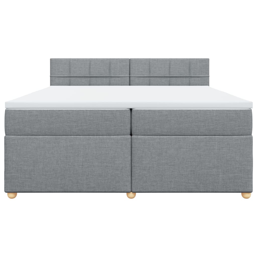 vidaXL Boxspring met matras stof lichtgrijs 200x200 cm grijs, foto 4