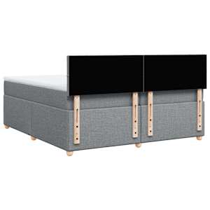 Box spring postel s matrací světle šedá 200 x 200 cm textil - obrázek 6