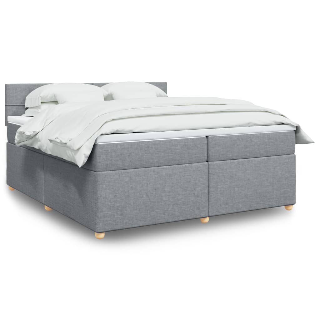 vidaXL Boxspringbett mit Matratze Hellgrau 200x200 cm Stoff