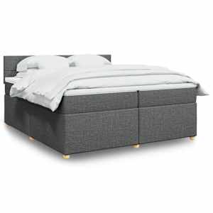 Box spring postel s matrací tmavě šedá 200x200 cm textil - obrázek 1