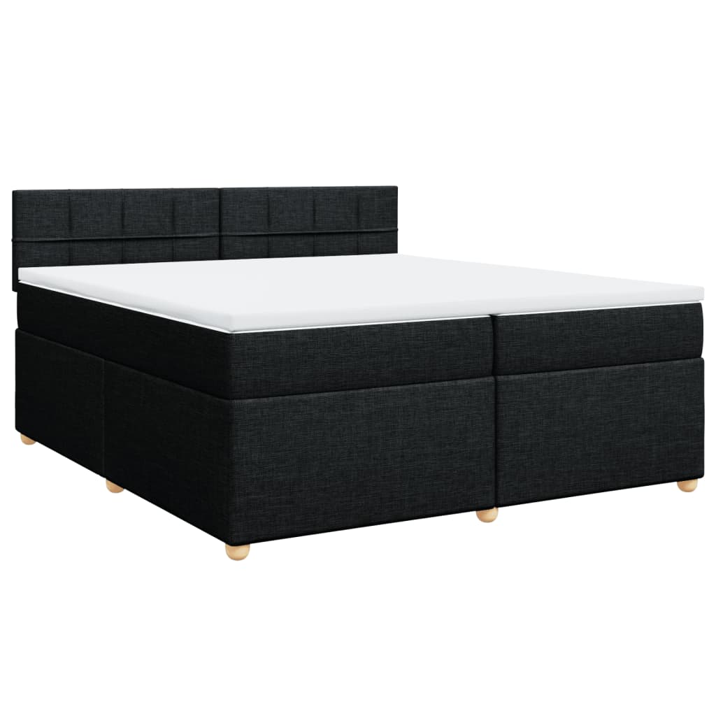 vidaXL Box spring postelja z vzmetnico črn 200x200 cm blago