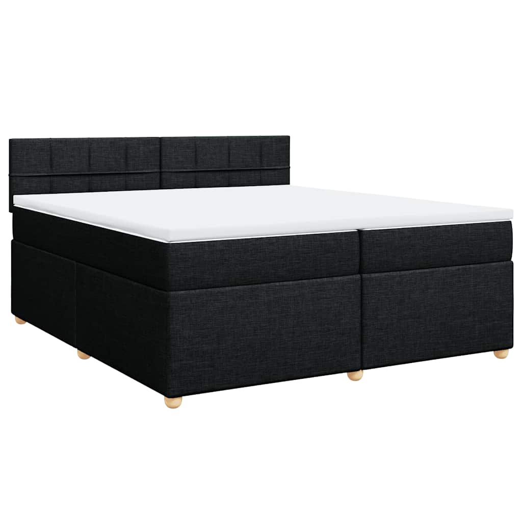 vidaXL Pat box spring cu saltea, negru, 200x200 cm, textil