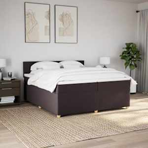 Box spring postel s matrací tmavě hnědá 200x200 cm textil - obrázek 3