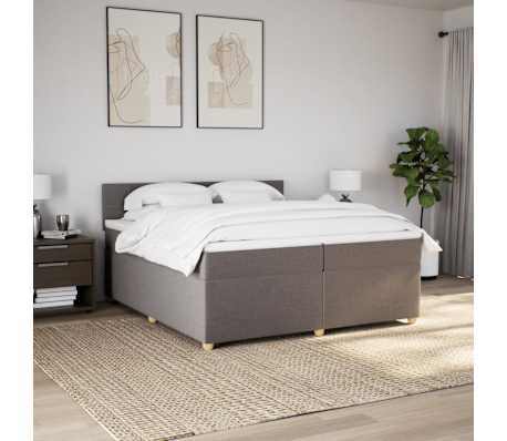 vidaXL Cama box spring con colch&oacute;n tela gris taupe 200x200 cm